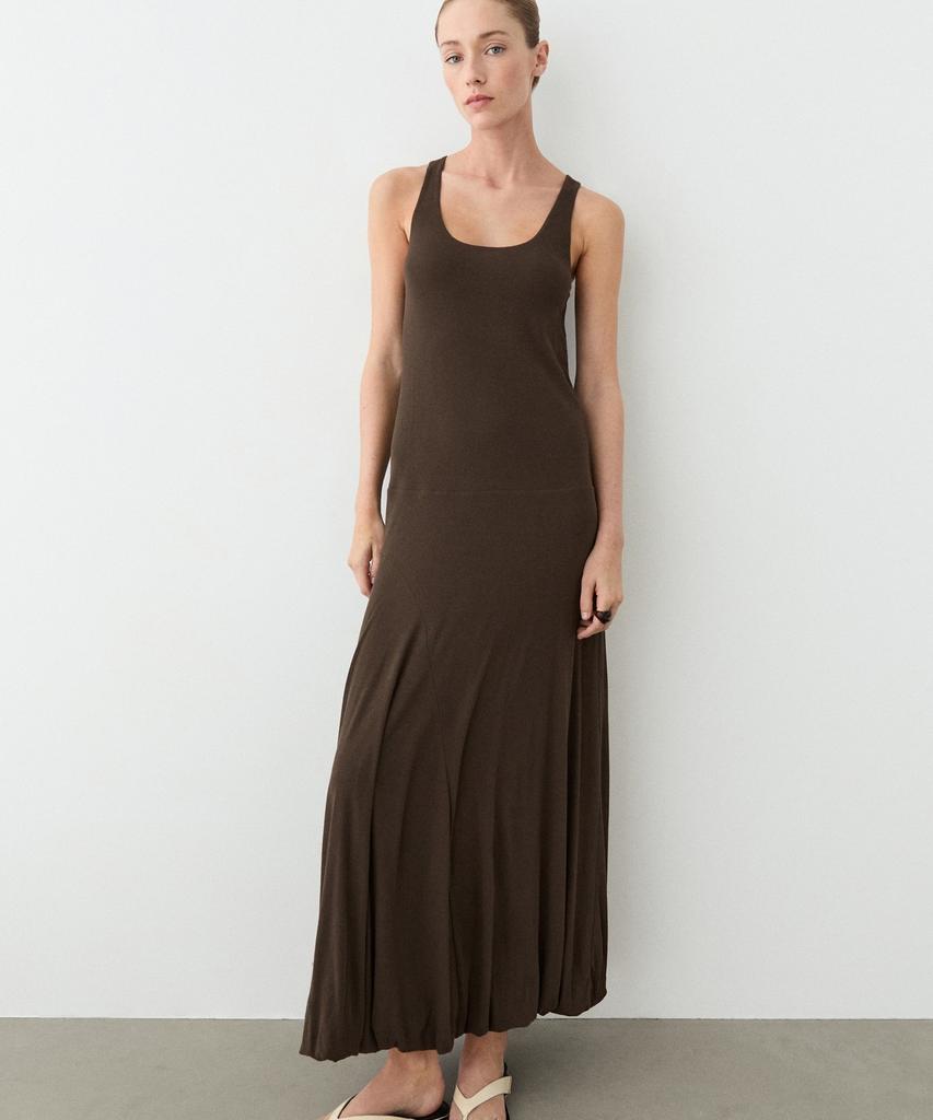 Masimodutti Puff Detail Midi Dress