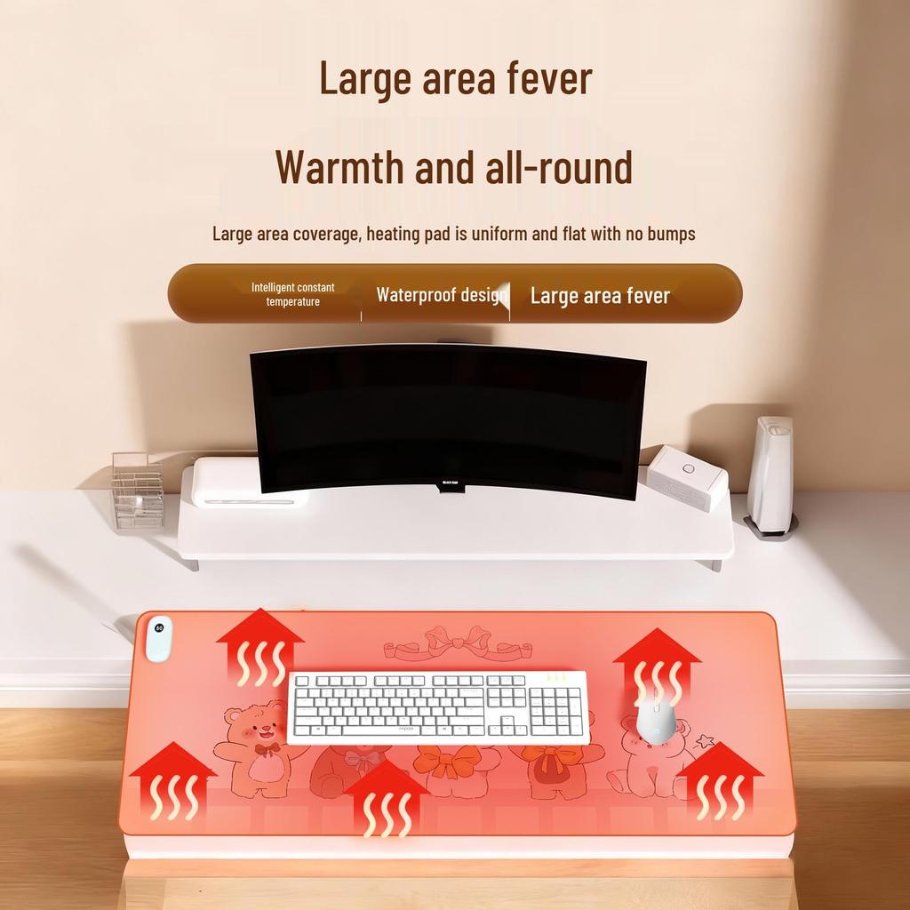 Smart Heated Desk Mat: Large Thickened Mouse Pad with Constant Temperature, Timer, and Touch Switch for Office Use
