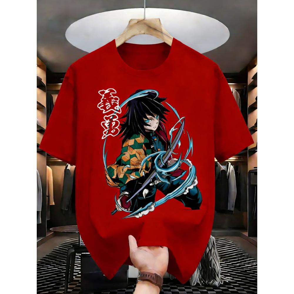 Plus Size Demon Slayer Anime Printed Men and Women Tshirt Casual Parent Child Top Fashion Cotton Harajuku Y2K Street Summer