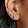 6 Pairs 3mm Cubic Zirconia Stud Earrings 316L Stainless Steel Earrings Set for Women Men, Gold