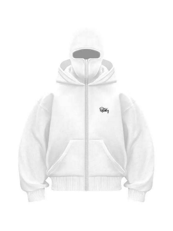 Unisex Y2K Mikina Bandit s dvojitou kapucou a sametem - Větruodolná a volného střihu pro podzim/zimu