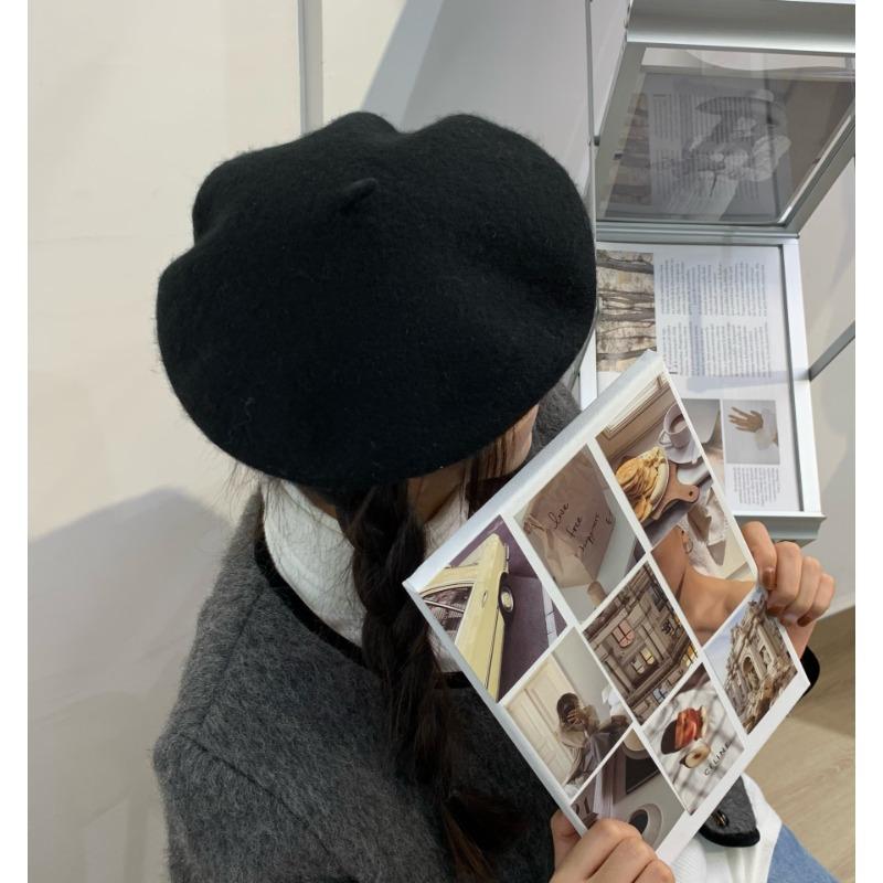 Woolen Beret Women Korean Versatile Hat Women Autumn and Winter Japanese Retro Candy Color Painter Hat