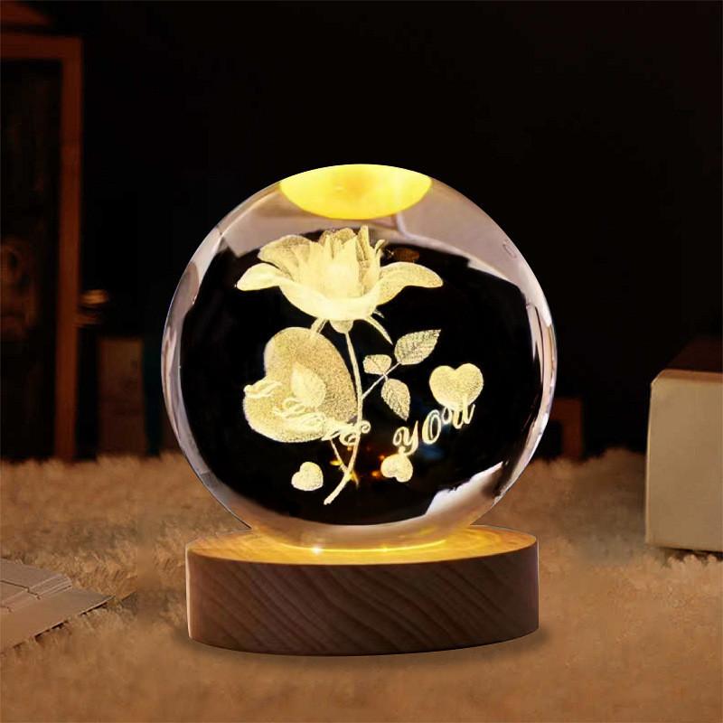 Crystal Luminous Global Ball Decoration Star Walk Night Light Usb Direct Insertion