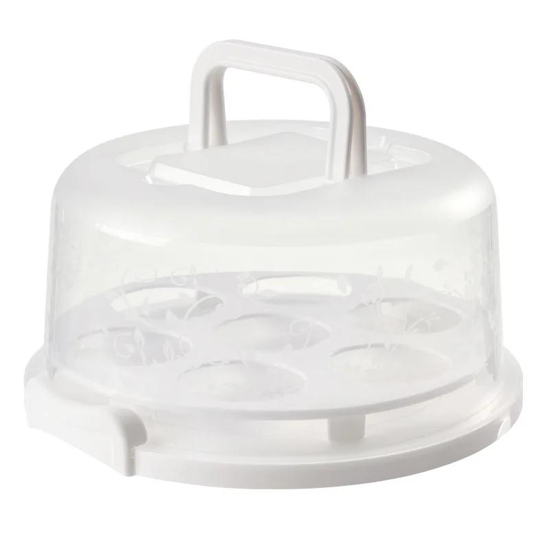 Plastic Round Cake Box Carrier Handle Pastry Storage Holder Dessert Container Cover Case Cake Accessories Food Storage Box