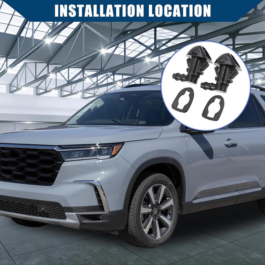 Windshield Washer Nozzles for Honda Pilot 2009-2015 / Windshield Wiper Spray Jet/Durable / 2Pcs Black