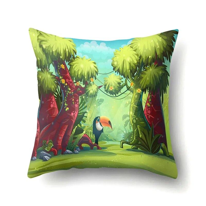 Ocean Pillowcase Cartoon Pattern  Lumbar Pillow Sofa   Cushion