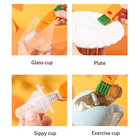 3Pcs 3 in 1 Cleaning Brush Set Portable Cup Lids Bottle Seals Container Gaps Cleaning Scrubber Kit with Precision Crevice Brush Heads Cleaning Tools