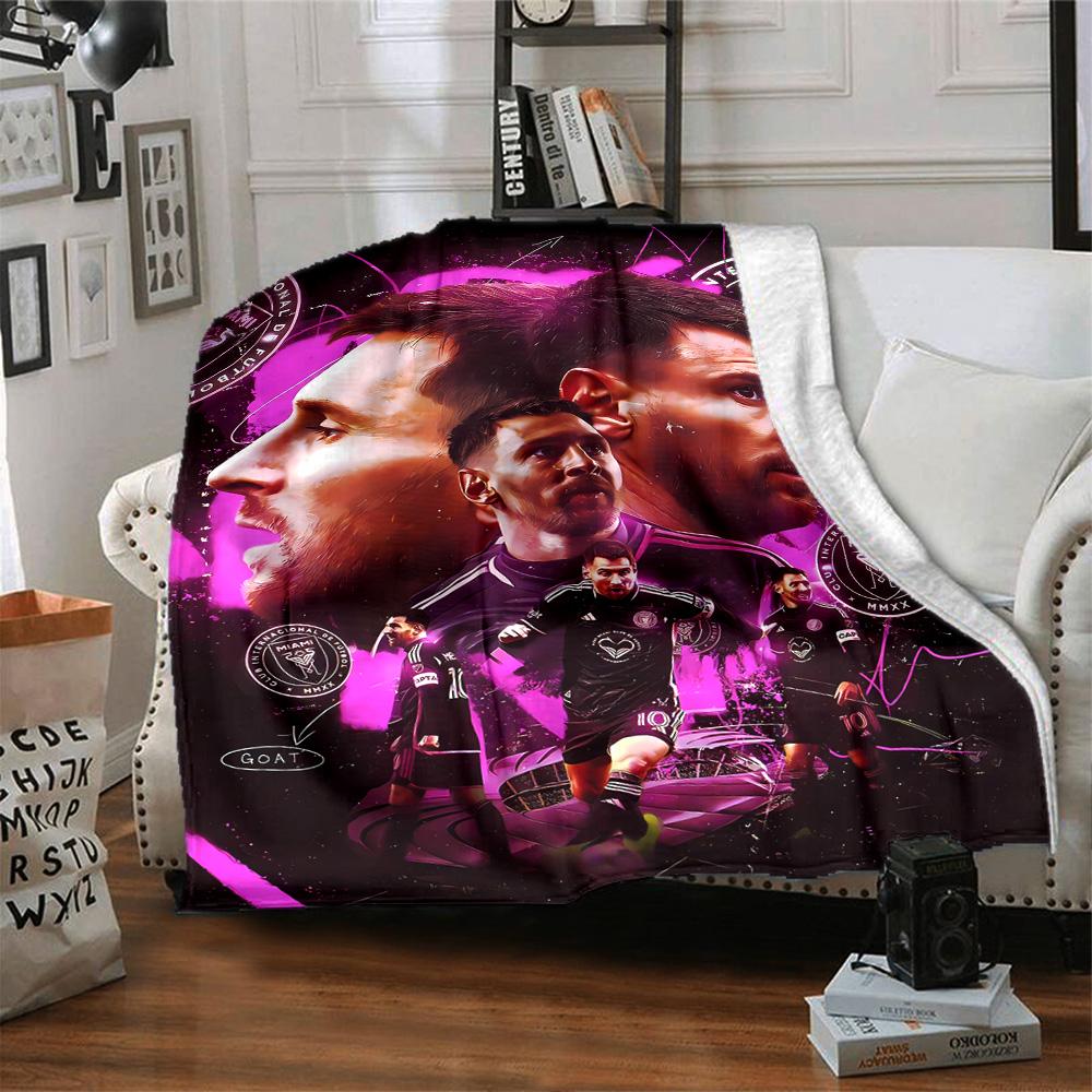 Leo Messi Artwork Blanket Ultra-Soft Great for Office Livingroom Sofa All-Season Use Playful Design Perfect Gift for Relatives and Friends