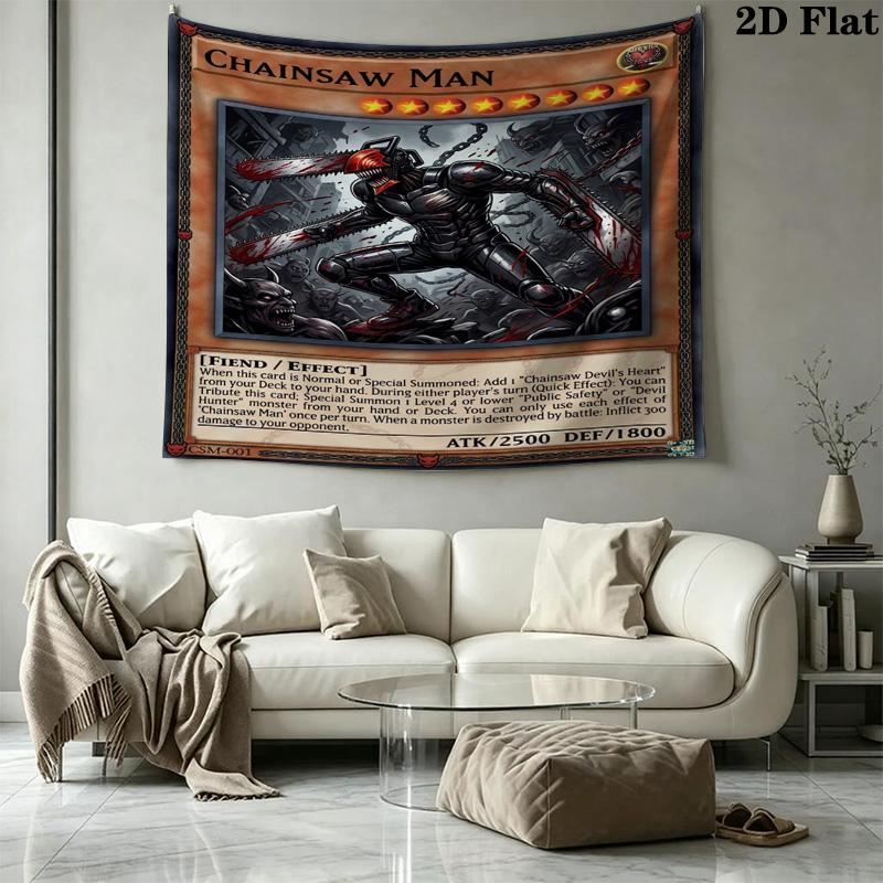 Chainsaw Man Wandteppich Ästhetisches Wandbehang Gedruckter Stoffdecke Dekorative Wandteppiche Für Schlafzimmer Wohnzimmer Heimdekoration