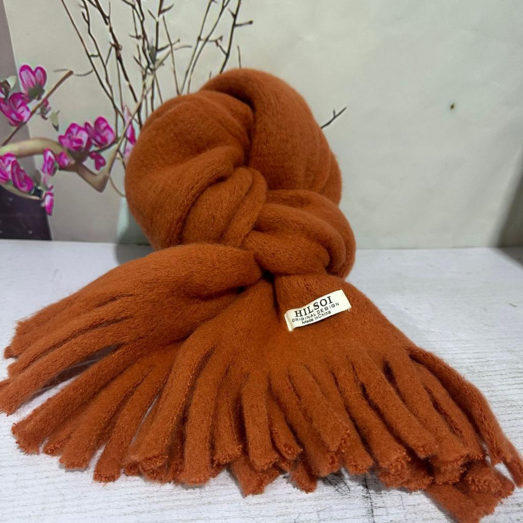 Solid Color Tassel Soft Waxy Plush Scarf for Women Autumn and Winter Plus Velvet Thickened Versatile Couple Student Warm Scarf