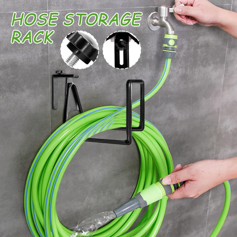 Hose Holder Wall Mount Metal Garden Water Hose Storage Hanger Space-saving Pipe Storage Organization Rack For Yard Basement Shed