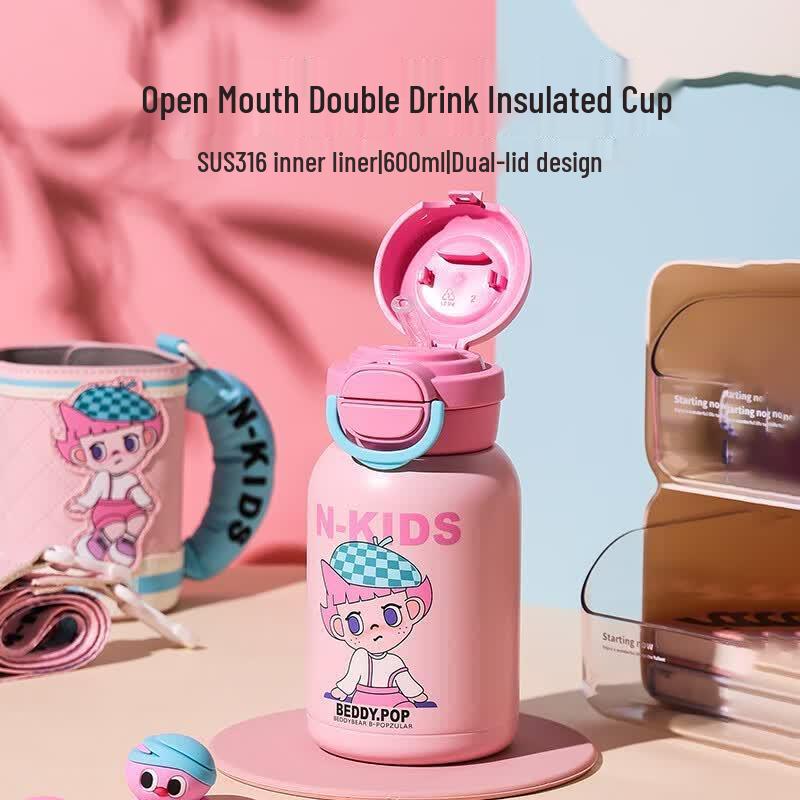 Beddybear Open Smile 600ml Double-Drink Insulated Cup