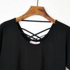 Summer ice porcelain cotton short-sleeved careful machine top design sense back cross with sexy simple T-shirt women