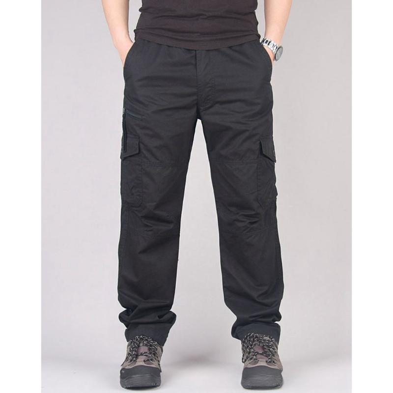 Spring and Autumn Outdoor Pure Cotton Cargo Pants for Men, Loose Straight-Leg, Plus Size Work Trousers, Versatile for Mountaineering and Casual Wear
