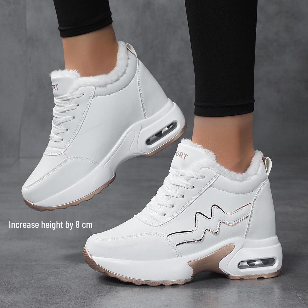 2025 Χειμερινά Γυναικεία Ζεστά Βαμβακερά Αθλητικά Παπούτσια - Αύξηση Ύψους 8 εκ., Casual & Αόρατα Αθλητικά Παπούτσια με Ύψος