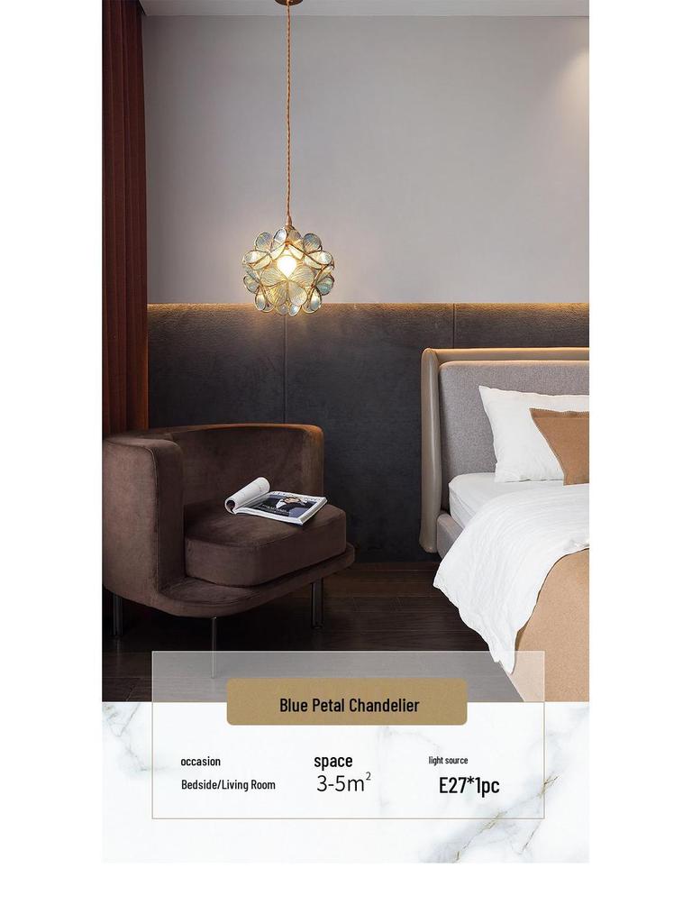 Postmodern Japanese Nordic Petal Chandelier - Luxury Copper Bedroom & Living Room Lamp