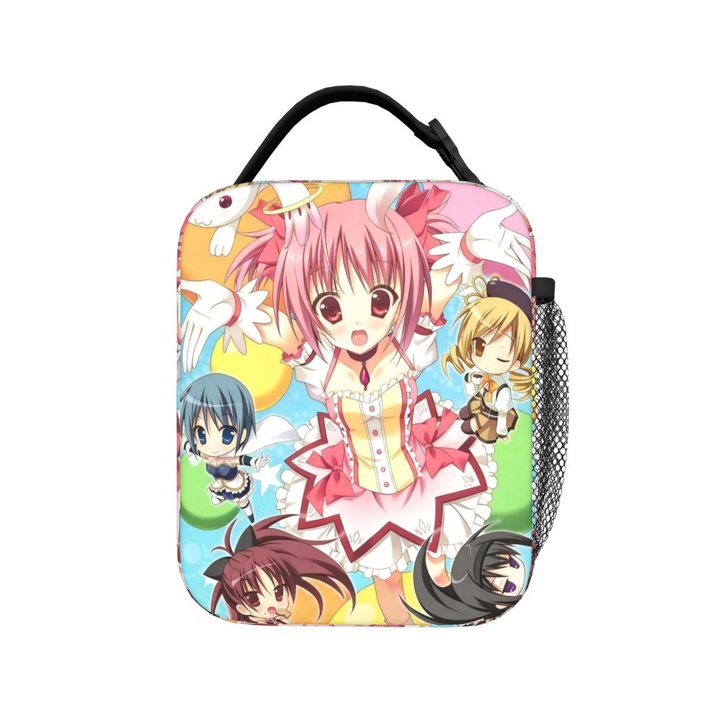 Anime Puella Magi Madoka Magica Insulated Lunch Bag Thermal Bag Reusable,Meal Container Comic Large Tote Lunch Box Food Handbags