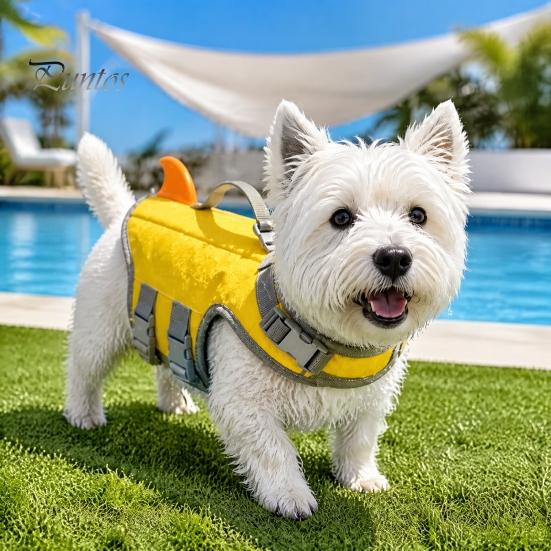 Lightweight Canine Float Coat Dog Life Jacket, High Buoyancy Pet Swim Vest with Chin Rest And Rescue Adjustable Water Safety Gear Handle, Jacket