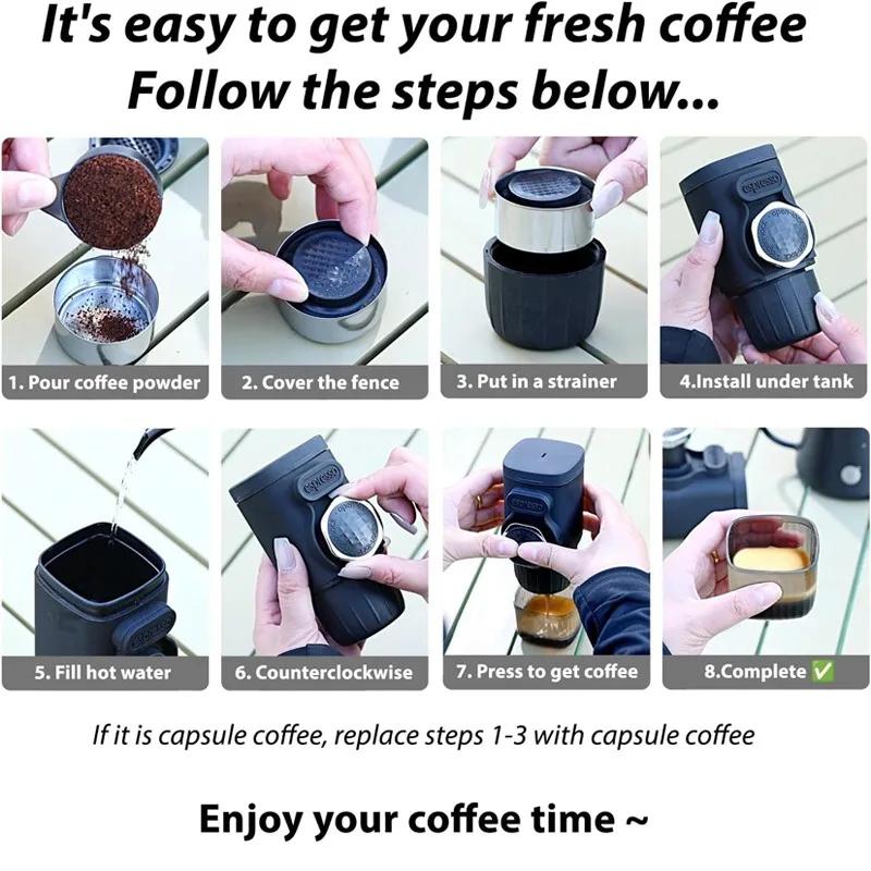 Capsule Powder Compatible Hand Press Coffee Machine Portable Italian Espresso Maker Small Household Travel Outdoor
