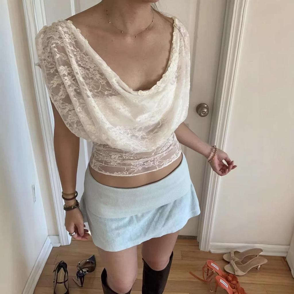2026 Spring/Summer Asymmetrical Off-shoulder T-shirt for American Spicy Girl