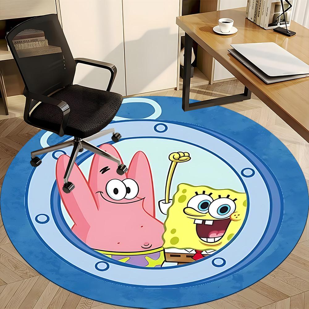 1pc SpongeBob, Patrick Star Carpet, Round Non-Slip Durable Large Size Office Carpet, Suitable for Office, Beautiful Decoration