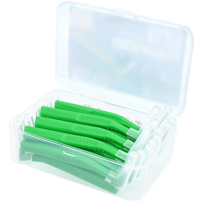 20Pcs Push-Pull Interdental Brush L-Type For Orthodontic Braces Micro Soft Brush Brackets Cleaning Toothpick