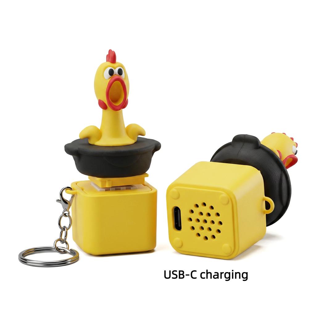 Funny Chicken Frog Keyboard Fidget Toys Keychain Finger Button Clicker Decompression Toys With Colorful Lights Rechargeable Toy