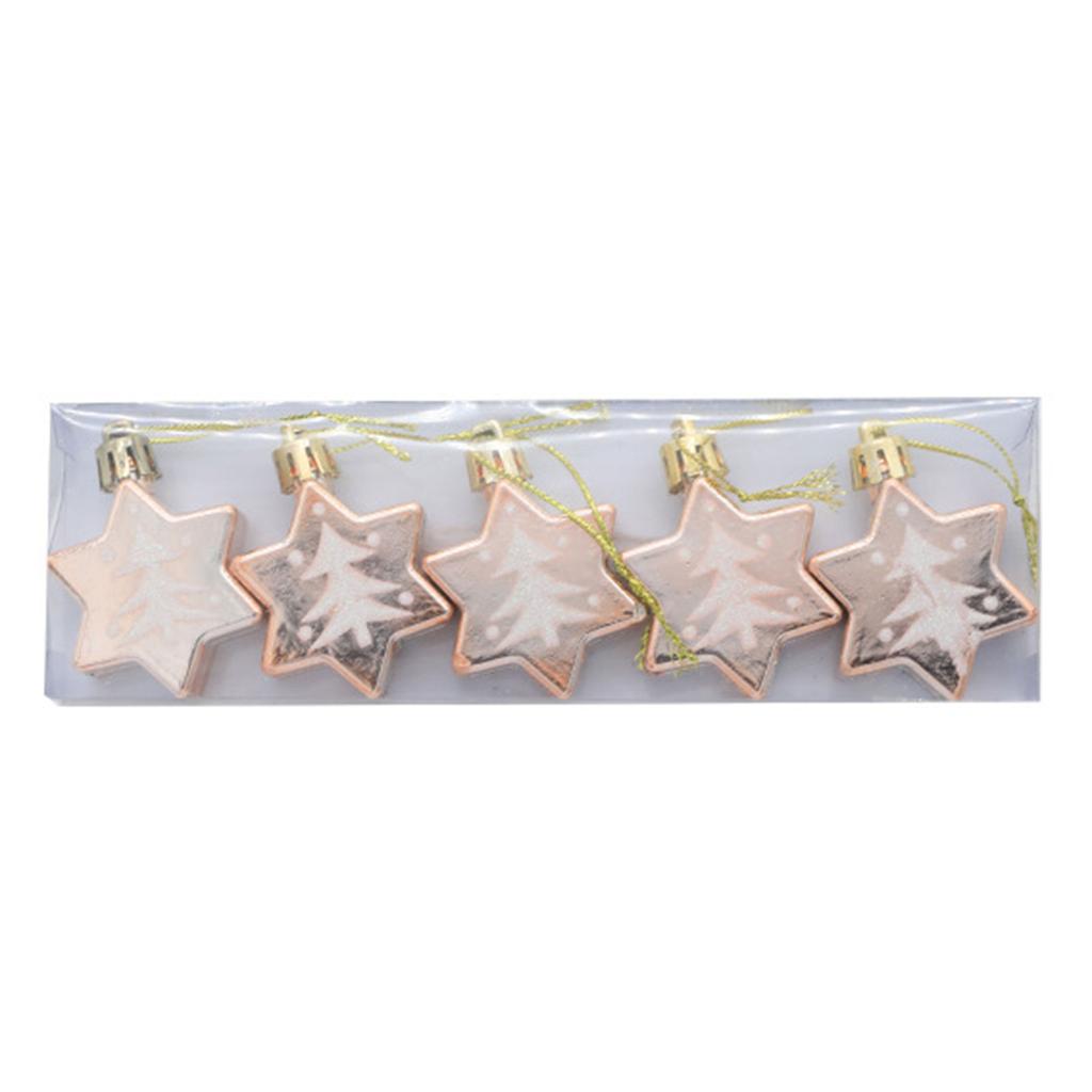 5pcs Christmas Tree Ornament Star Hanging Ornaments Tree Pendants for Xmas Festive Holiday Party Home Decoration