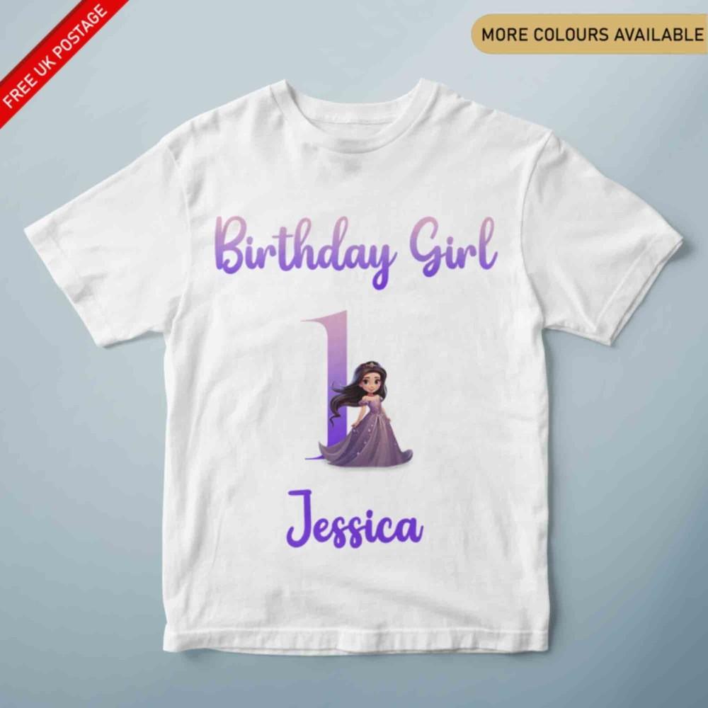 Custom Princess Birthday Girl TShirt Any Name Any Number Birthday Gift S