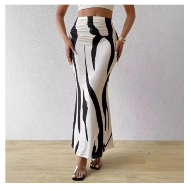 High Waist Zebra Print Fishtail Skirt - Fashionable European & American Women's Clothing, 2025 Edition