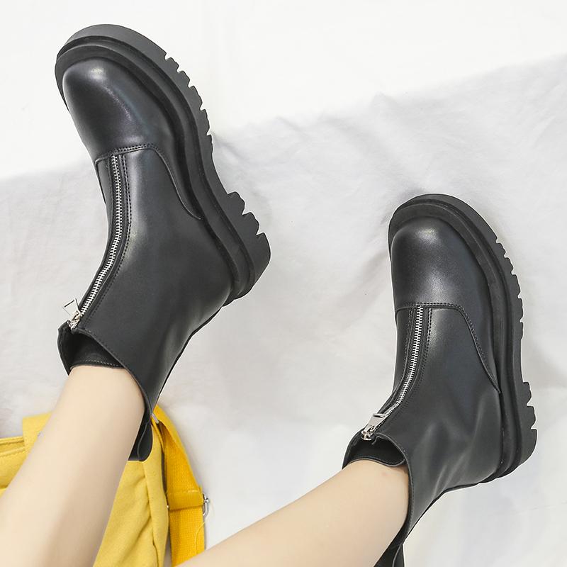 Fashion Big Size 42 Platform Ankle Boots For Women Fashion Slip On Thick Bottom Short Boots Autumn Winter Ladies Elegant Mordern Booties