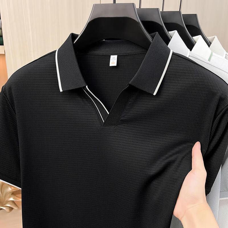 

Men s Lapel Short Sleeve Polo Shirt M