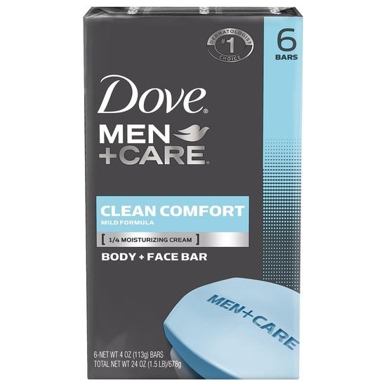 

Dove Men+Care Мыло для тела и лица, Clean Comfort 4 унции, 6 кусков (Чистый Комфорт)