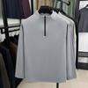 Men's Stand Up Collar Half Zipper Long Sleeve T-Shirt Autumn Solid Color Windproof Outdoor Commute Menswear