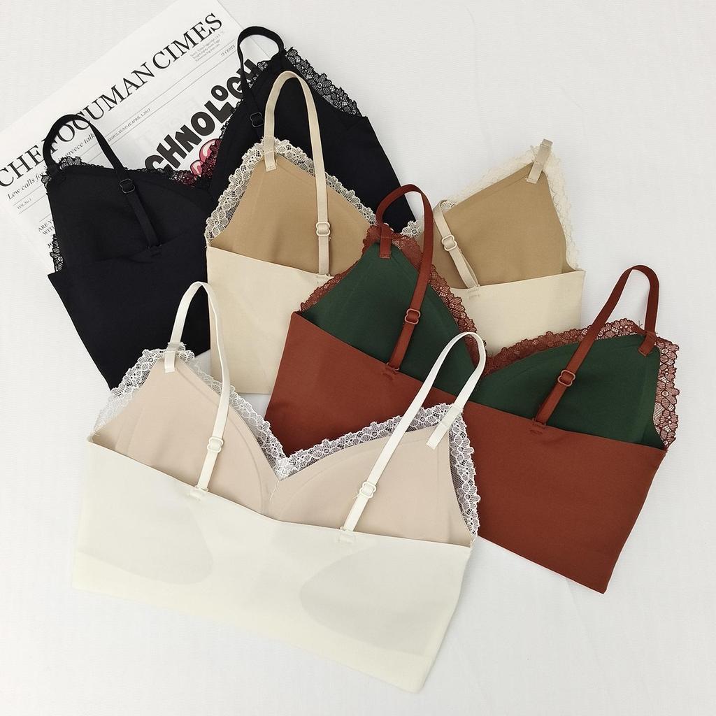 Women's French Triangle Lace Camisole Bra with V-Neck and Beautiful Back Design