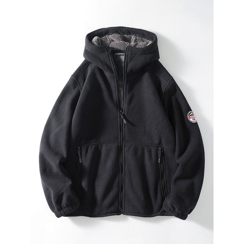 Double-Sided Polar Fleece Jacket Men s Autumn and Winter Thickened Sweatshirt Export Cattle Goods Outdoor Sports Fleece Sweater Liner Jacket Black 4XL