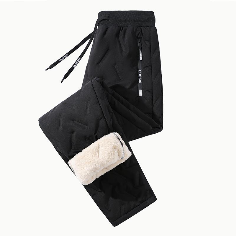 Men's Winter Fleece-Lined Cotton Trousers Thickened Casual Trousers Loose Fit, Plus Size Windproof, Cold-Resistant, Warm Trousers for Men