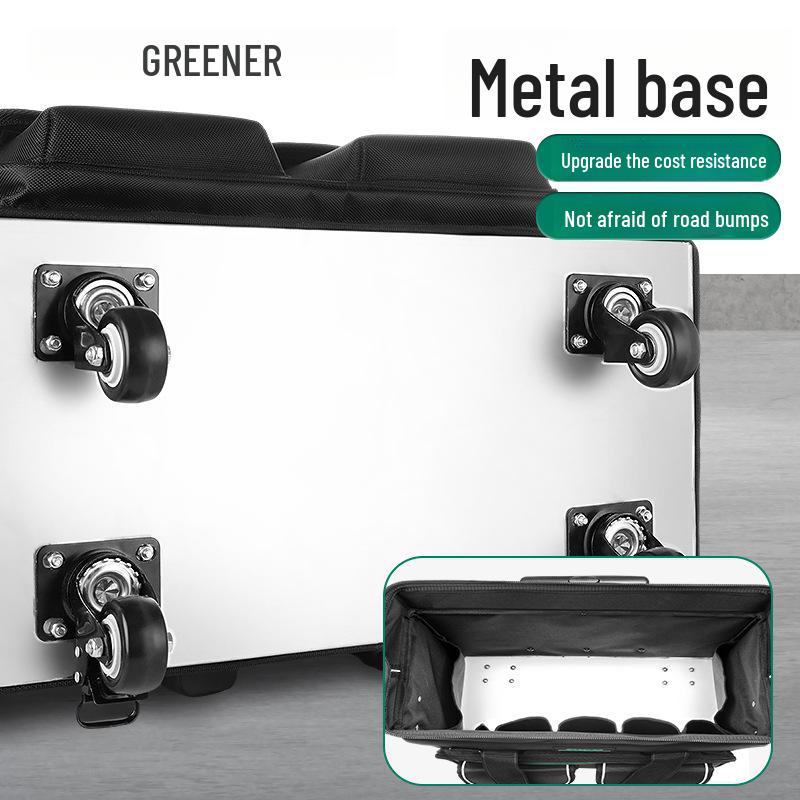 Green Forest Multi-functional Electrician Tool Bag with Wheels - Thickened Iron Bottom for Installation & Maintenance