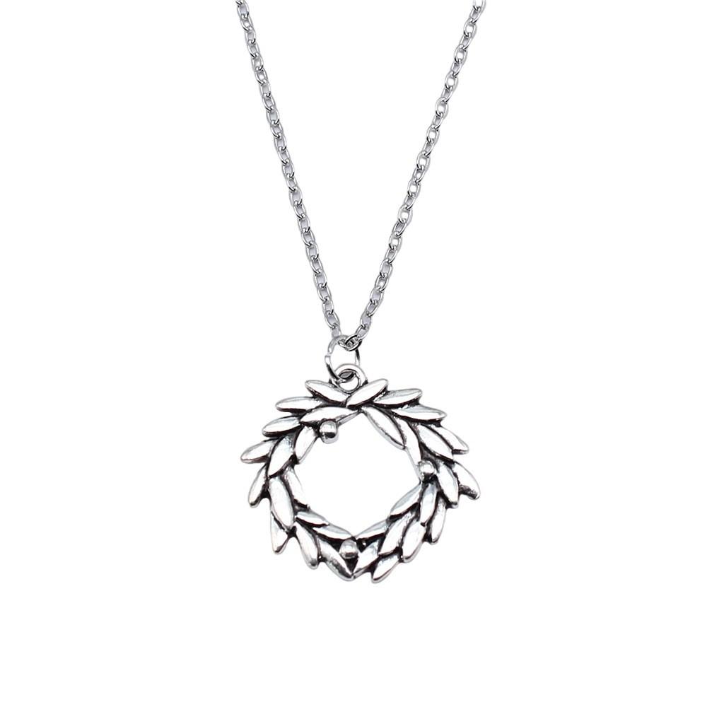 Vintage Rose Flower Charm Necklace Tree Of Life Pendant Antique Jewelry 43cm Chain