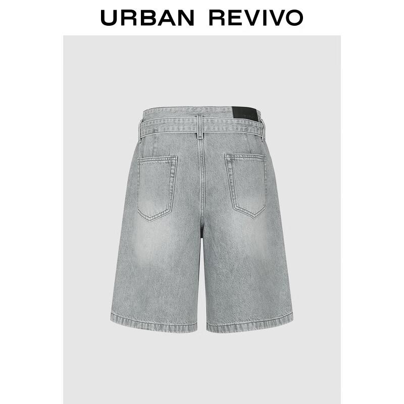 UR 2025 Autumn Vintage Washed Buckle Belt Denim Shorts