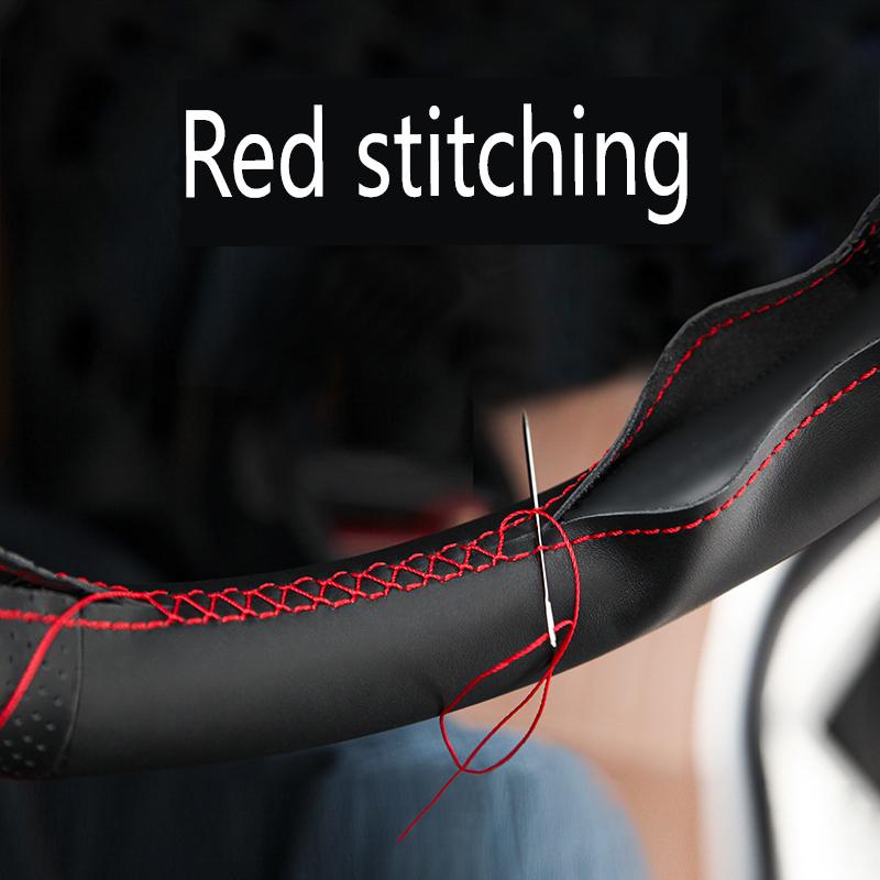 For Mercedes Benz A C Class E260 E300 GLB GLA GLE GLC Manual Sewing Car Steering Wheel Covers Car Accessories Genuine Leather