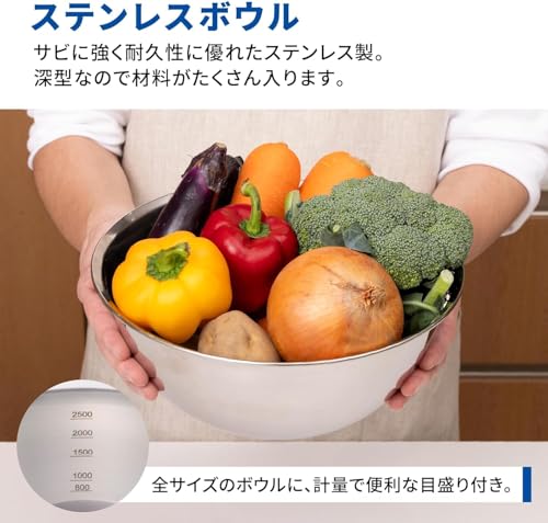 KAI Stainless Steel Bowl (Perforated) and Colander 6-Piece Set - Kitchen Utensils for Single Person Use - 18cm, 21cm, 24cm - Stainless Steel - Stackab