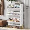 Modern Minimalist Shoe Cabinet, Three Doors, Large Capacity, Golden Cabinet Feet, Stylish and Practical, Suitable for the Entrance Area or Foyer.