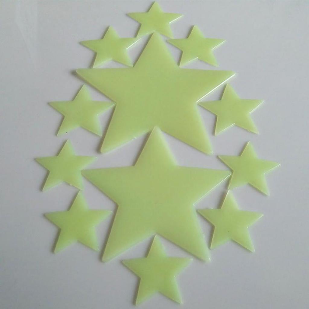 Ougeya Shop 12Pcs Luminous Glow In Dark Stars Wall Sticker Home Bedroom Dormitory Decor