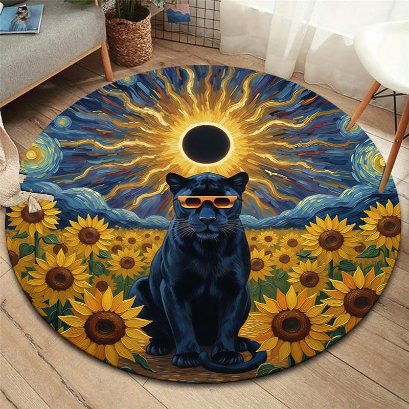 

SunflowerAnimals Round Area Rug,Carpet Rug for Living Room Bedroom Sofa Playroom Decor,Non slip Floor Mat 80cmx80cm