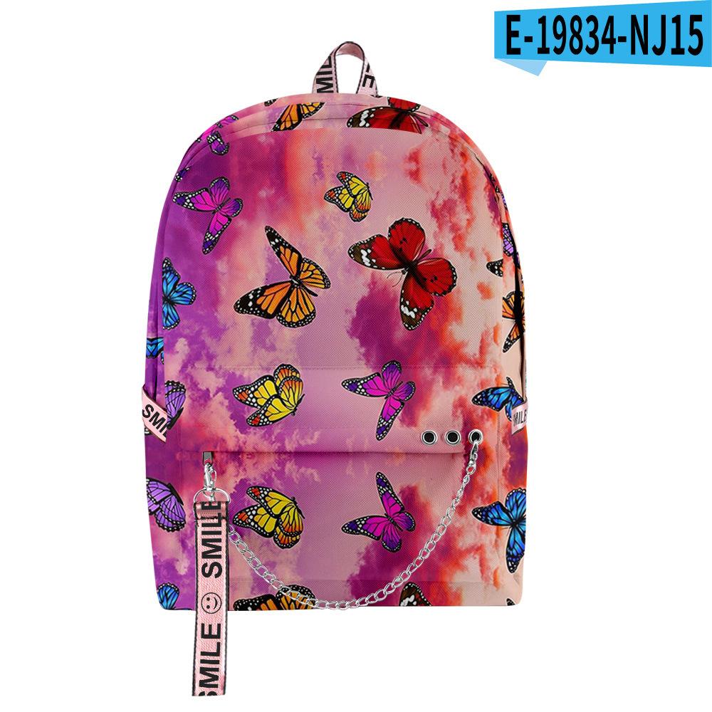 Cartoon Youthful School Bags Unisex Funny Butterfly Travel Bags 3D Print Oxford Waterproof Notebook Shoulder Backpacks