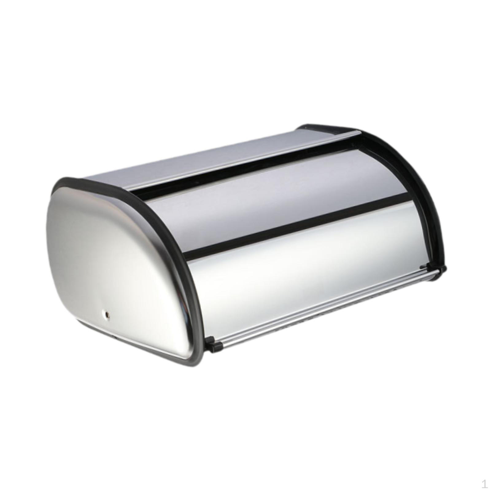 

Bread Bin with Roll Lid Box Portable Vintage Rustic Storage Container for Entrance Baked Goods L