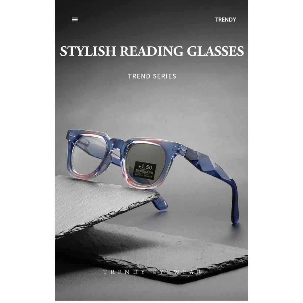 Korean Fashion Photochromic Reading Glasses Women Trends Anti Blue Light Color Changing Presbyopia Glasses TR90 Oversize Frame