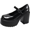 Retro schwarzer britischer Stil dicke hohe Absätze kleine Lederschuhe Damen 2025 neu Sommer Rock Mary Jane hohe Absätze