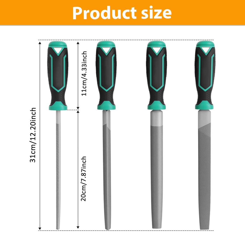 4Pcs Small Steel Files Needle Flat File for Stone Glass Metal Carving Craft Needle Filing Woodworking Hand Tool Hand File